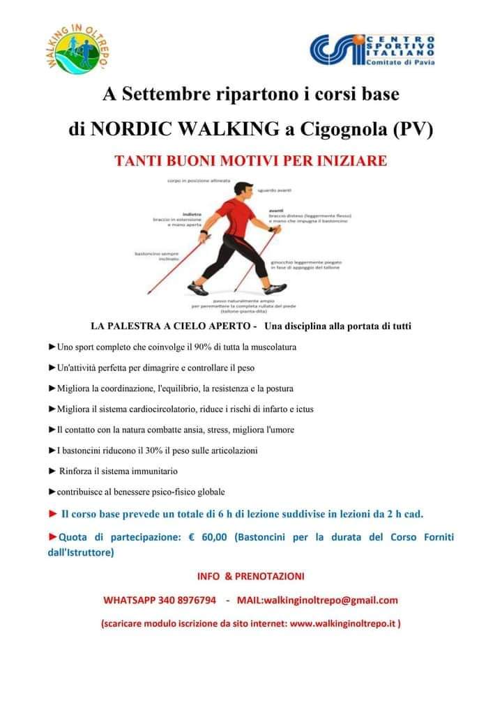 Nuovi corsi base di nordic walking da settembre