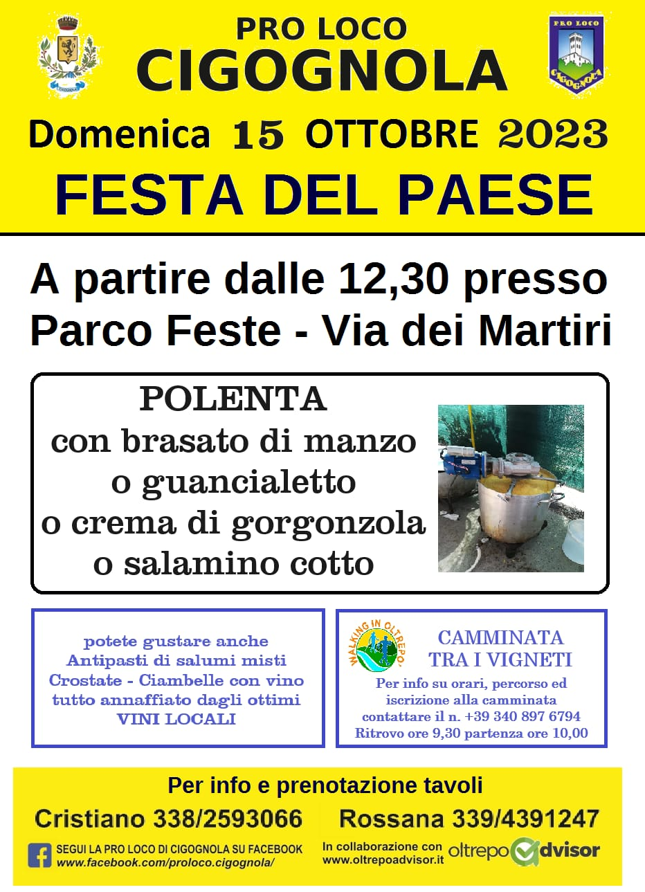 Festa del paese 15 ottobre 2023